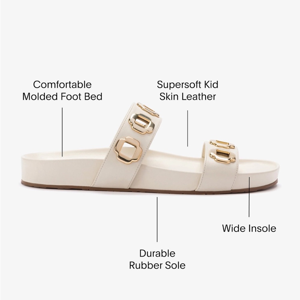 Larroudé Milan Slide In Ivory Leather 9.5 ivory leather - Picture 3 of 12